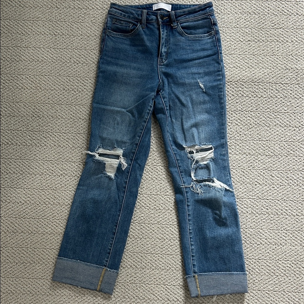 VICI Golden Days Mid Rise Cuffed Barrel Jeans
